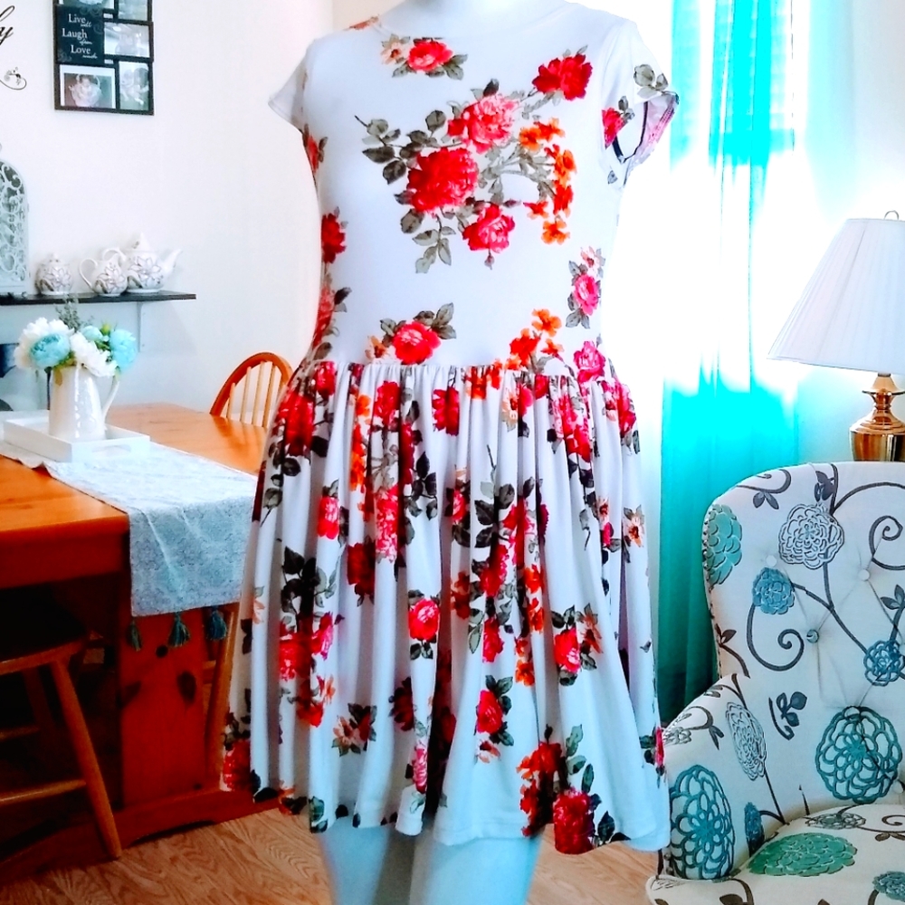Ivory Floral Dress Big Girl 14